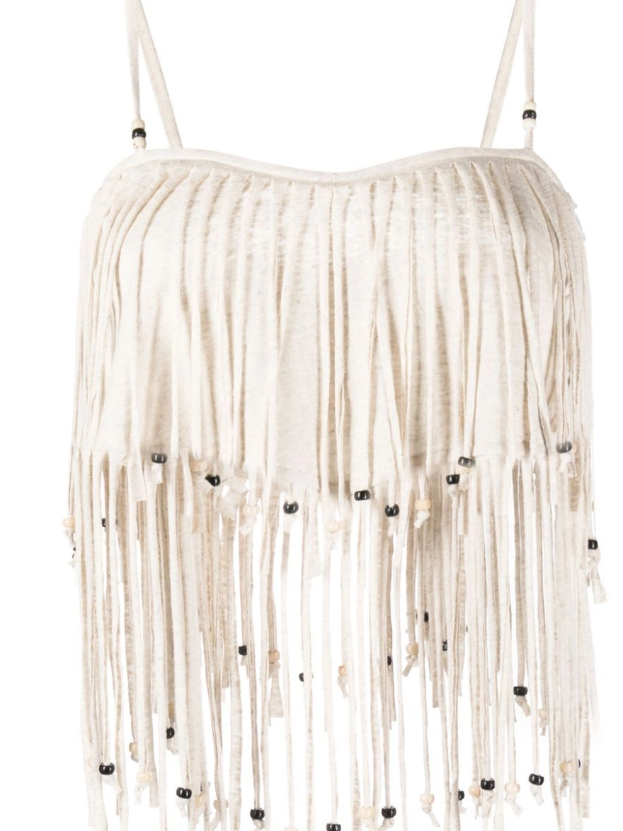 Cheap fringed bead-detail Women Monsoon crop top Alanui 0326